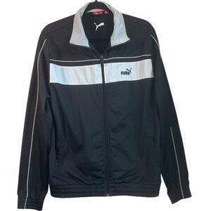 VTG Puma Mens Medium Black Gray Track Jacket Y2K Retro Full Zip*Read